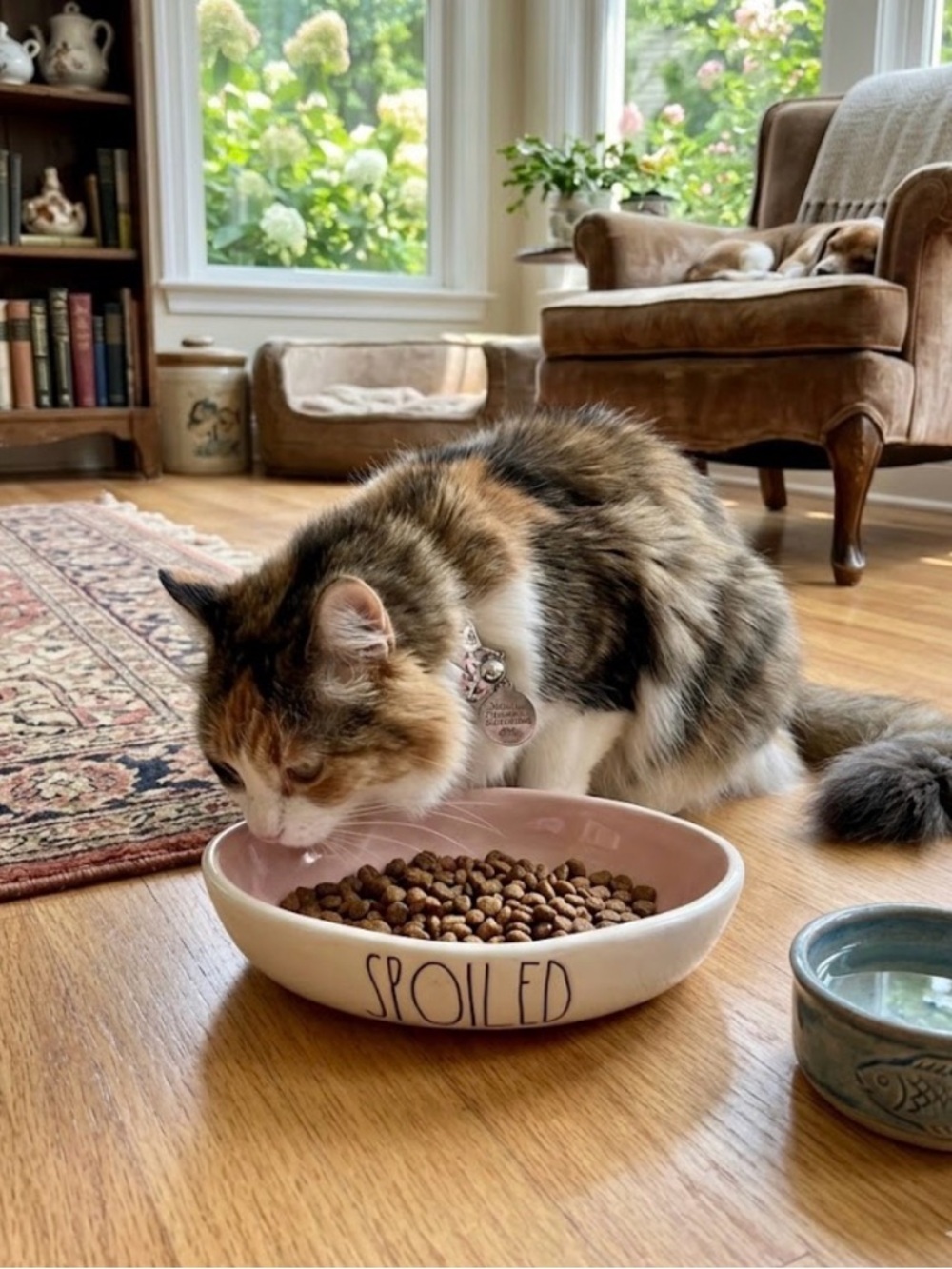 Rae Dunn Pink Ceramic 'SPOILED' Pet Dish